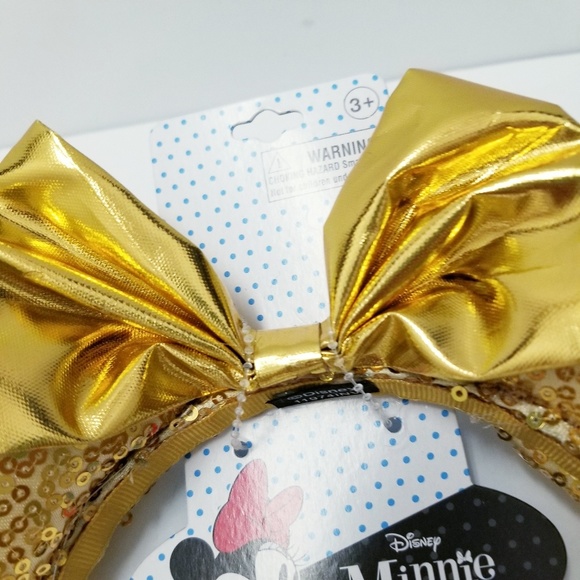 Disney Minnie Mouse GOLD Bow Sequin Headband - Picture 2 of 4